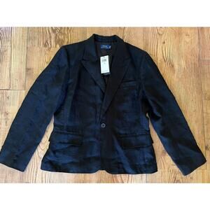 Polo Ralph Lauren Women's Linen Blazer In Polo Black Size 12 NWT $398